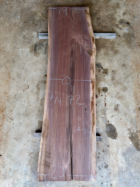 Claro walnut slab 19" x 72" x 2.75" [1A-14]