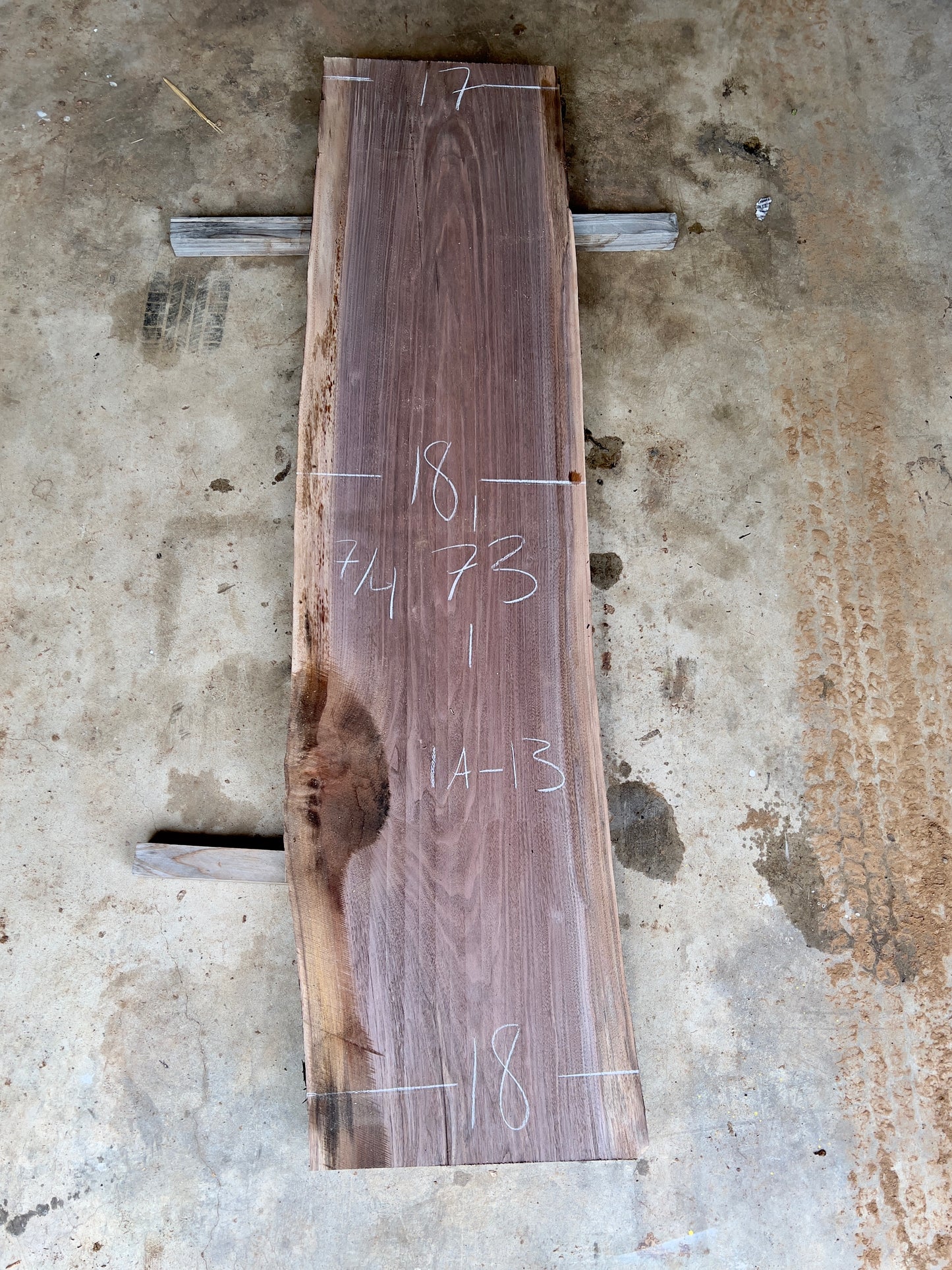 Claro walnut slab 18" x 73" x 2.75" [1A-13]